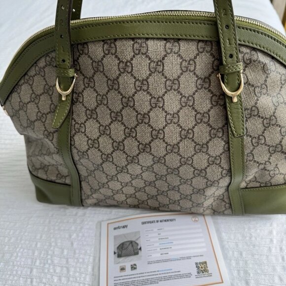 GUCCI Large Joy Boston Bag for Women, GG Canvas Green. Auth - Picture 5 of 16